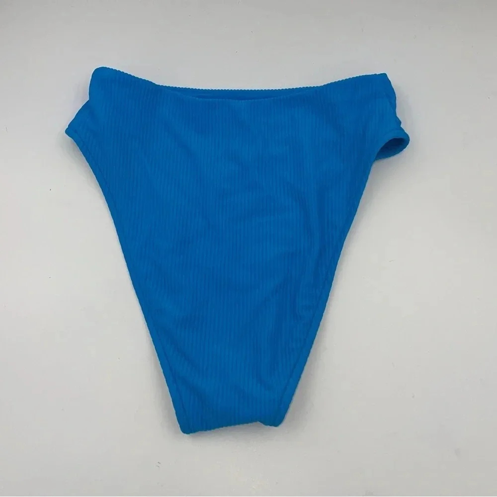 NWOT Frankie’s Bikinis high waisted high leg cut ribbed bottoms 12536